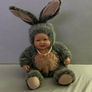 Anne Geddes Baby Rabbits Doll in Grey and Pink